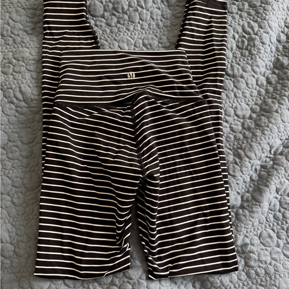 lululemon athletica Black and White Striped Leggings